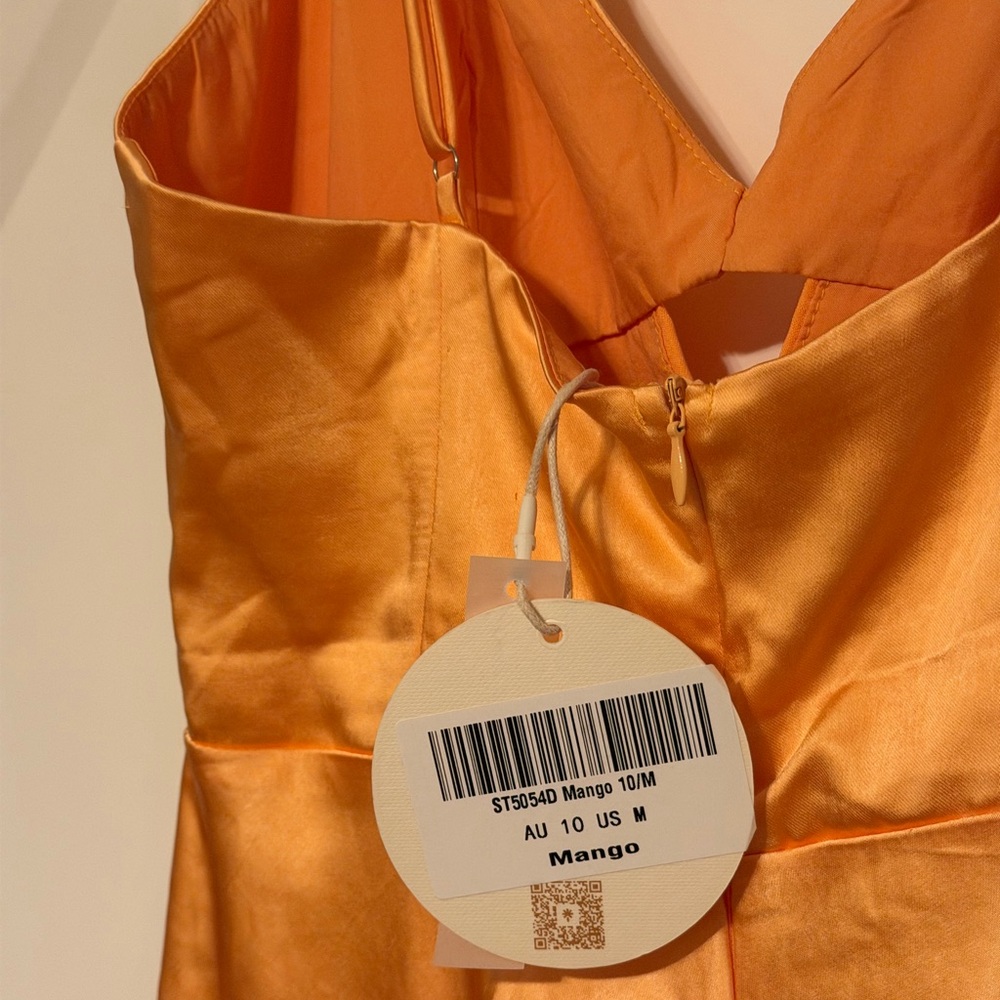 Welcome Spring Satin Maxi Dress Orange - Picture 3 of 4